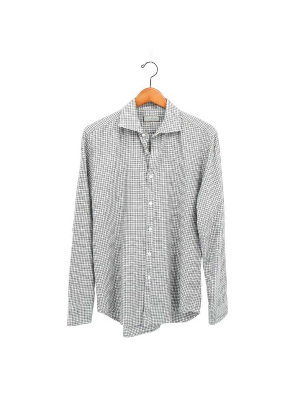 Canali Gray Off-White Check Plaid Button Down Long Sleeve Shirt L